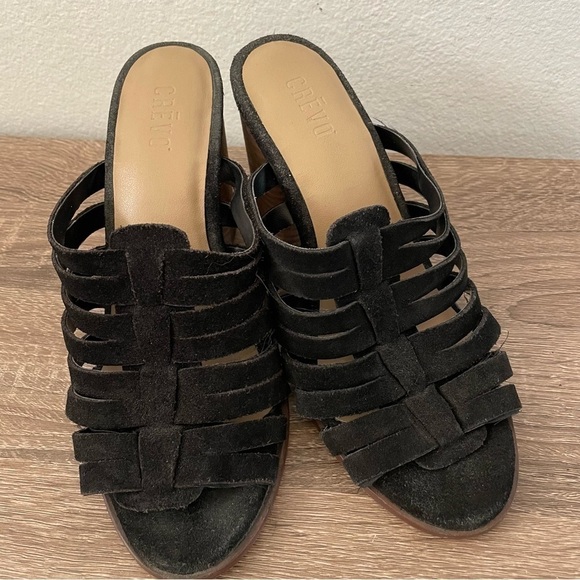 NEW Crevo Hazelle Black Suede Block Heel Sandal, Size 6.5 - Picture 2 of 7
